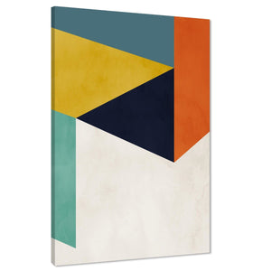 Abstract Multi Coloured Geometric Triangle Design Canvas Wall Art Print