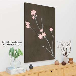 Pink Brown Cherry Blossom Floral Canvas Art Pictures