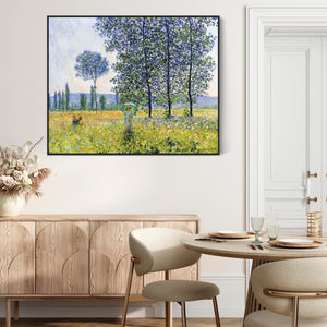 Large Claude Monet Landscape Wall Art Framed Canvas Print Sunlight under the Poplar Trees Painting