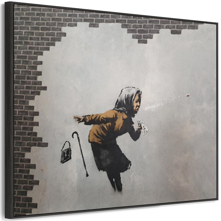 Large Banksy Framed Canvas Art Print - Aachoo!