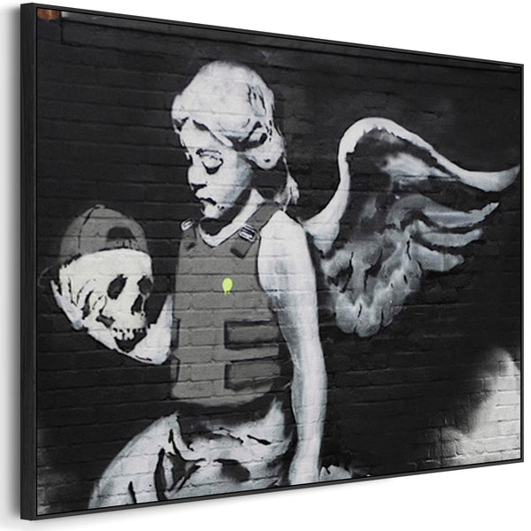 Large Banksy Framed Canvas Art Print - Angel Flack Jacket