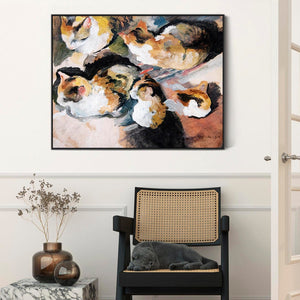 August Macke Framed Art Print - Katzenstudien Cat Study - on Canvas