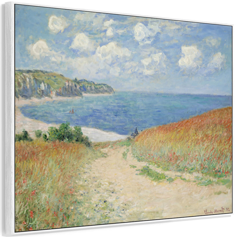 Large Claude Monet Colourful Landscape Wall Art Framed Canvas Print Path in the Wheatfields Pourville Painting