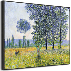 Large Claude Monet Landscape Wall Art Framed Canvas Print Sunlight under the Poplar Trees Painting