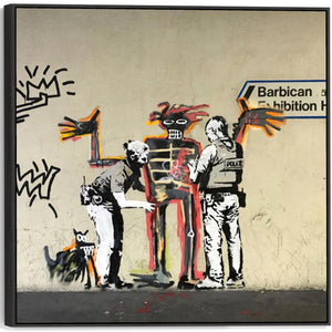 Large Banksy Framed Canvas Art Print - Basquiat Murals