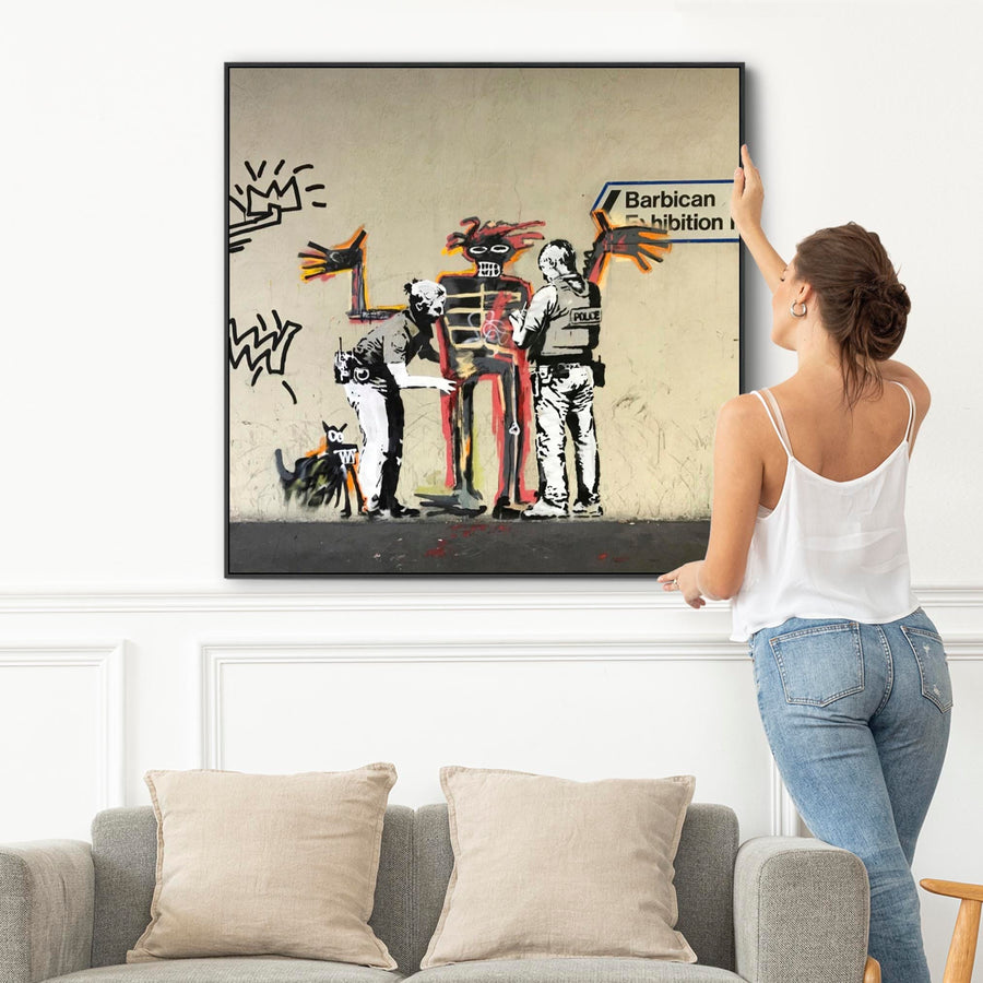 Large Banksy Framed Canvas Art Print - Basquiat Murals