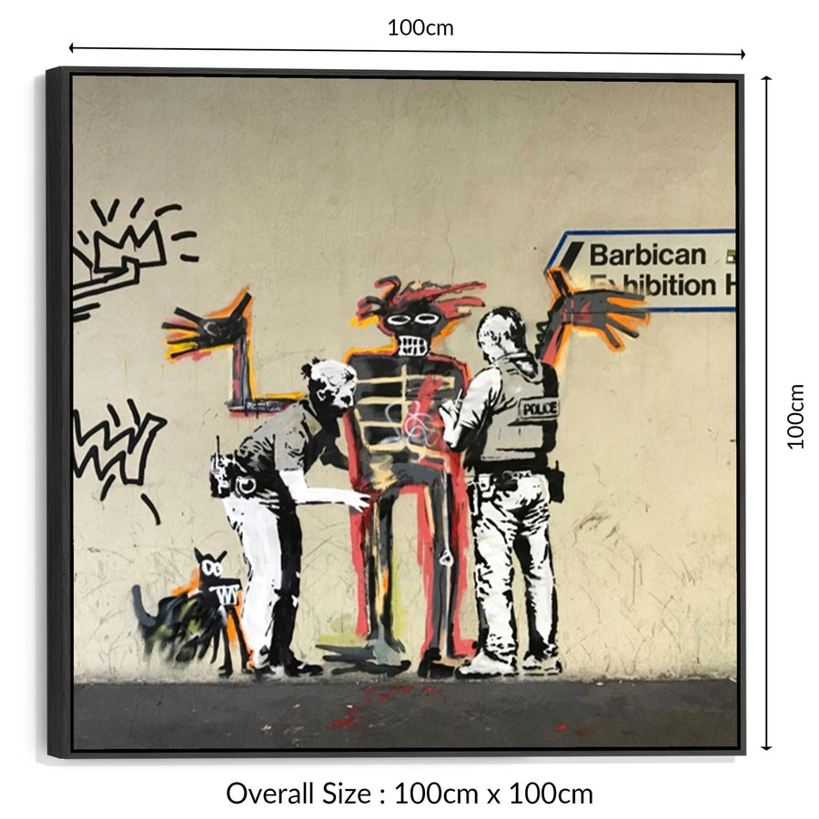 Large Banksy Framed Canvas Art Print - Basquiat Murals