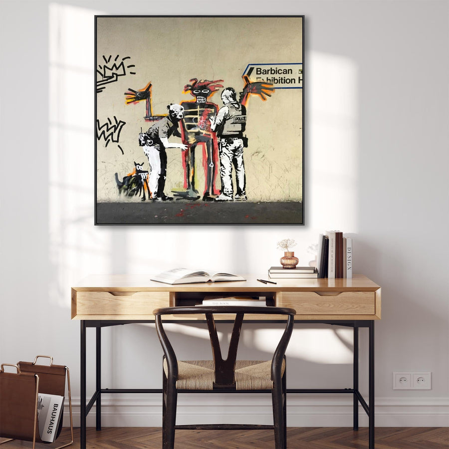 Large Banksy Framed Canvas Art Print - Basquiat Murals