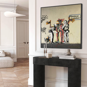 Large Banksy Framed Canvas Art Print - Basquiat Murals