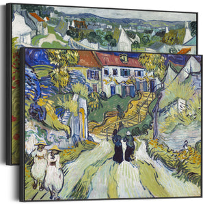 Extra Large Vincent Van Gogh Pair of Green Wall Art Framed Canvas Landscape Paintings - Set of 2