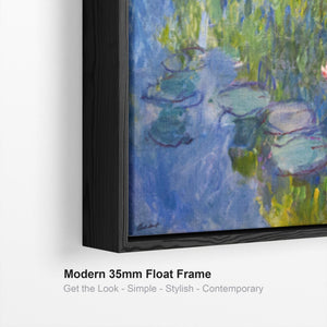 Large Claude Monet Wall Art Framed Canvas Print of Water Lillies Blue Painting