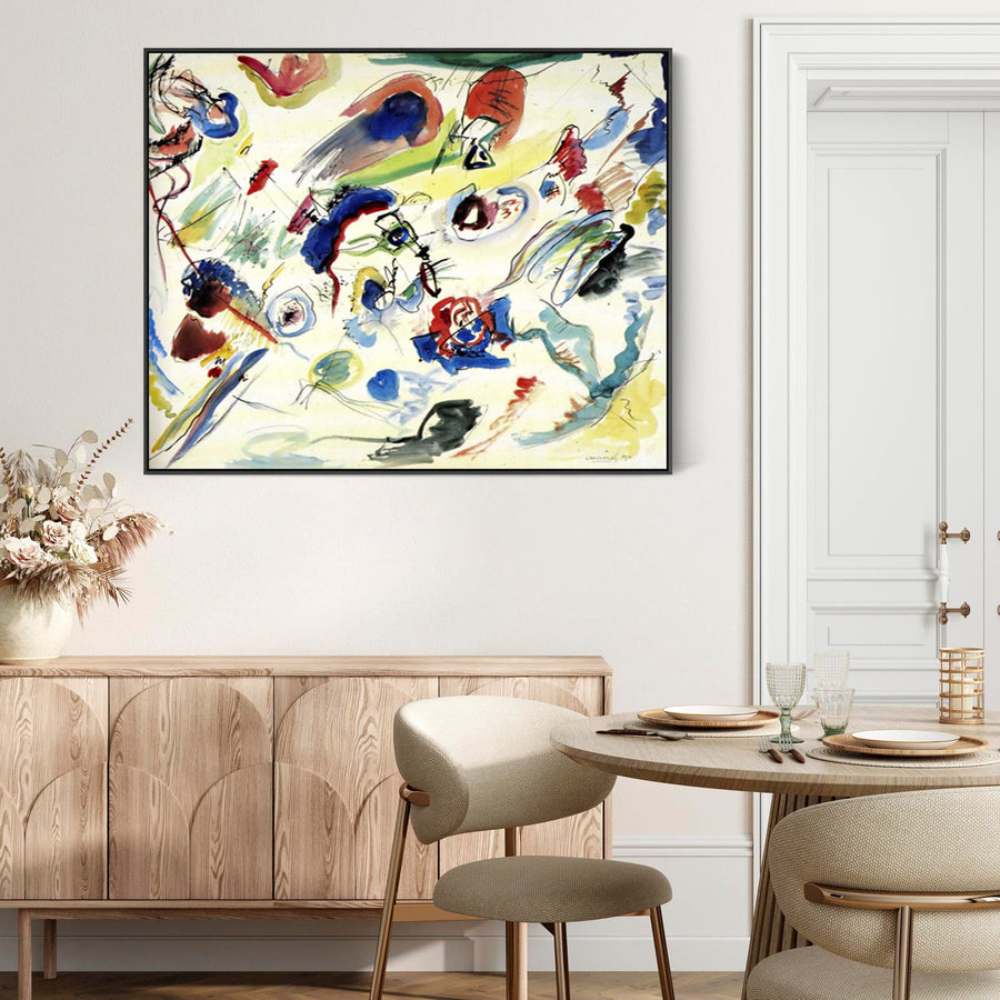 Large Colourful Wassily Kandinsky Abstract Wall Art Framed Canvas Print of First Watercolour Painting