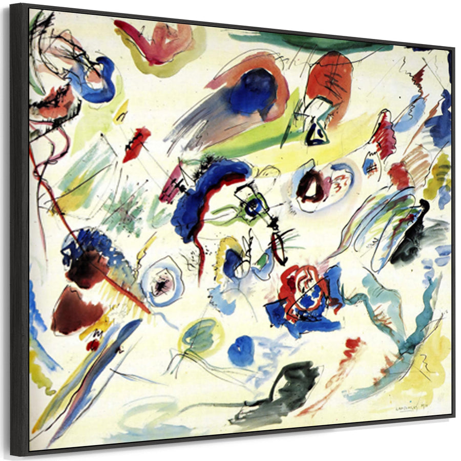 Large Colourful Wassily Kandinsky Abstract Wall Art Framed Canvas Print of First Watercolour Painting