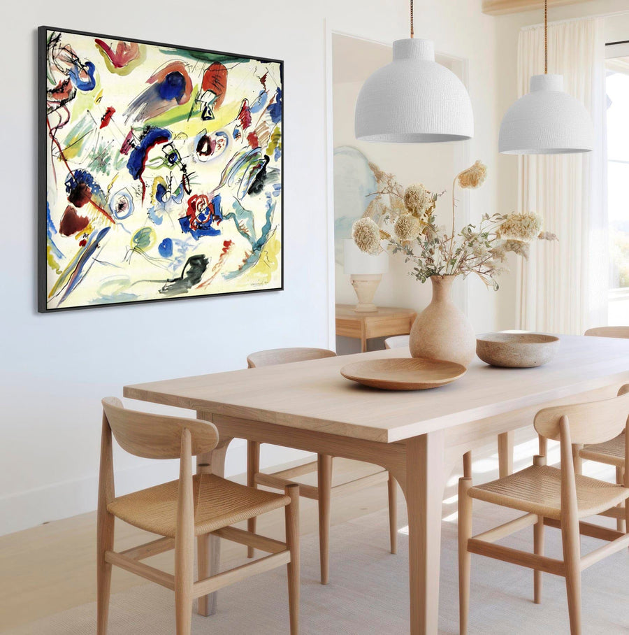 Large Colourful Wassily Kandinsky Abstract Wall Art Framed Canvas Print of First Watercolour Painting