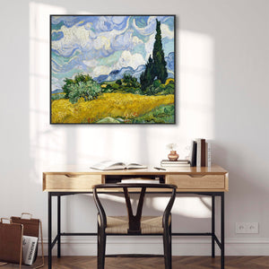 Large Vincent Van Gogh Wall Art Framed Canvas Print of Wheatfield Painting