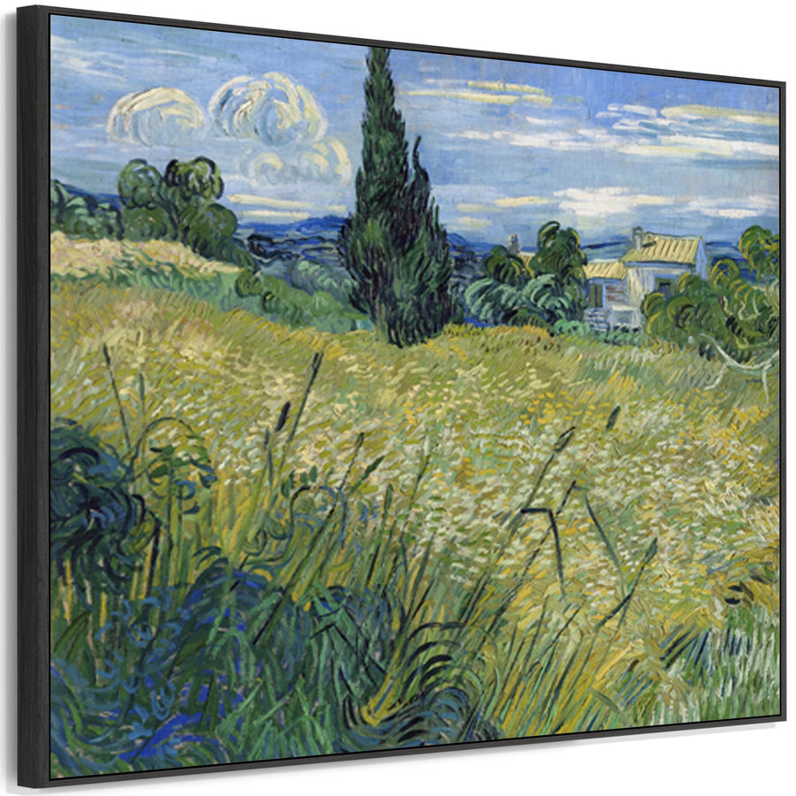 Large Vincent Van Gogh Framed Landscape Wall Art Print of Green Wheat Fields at Auvers Painting