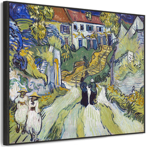 Large Vincent Van Gogh Framed Canvas Wall Art Print Stairway at Auvers Painting