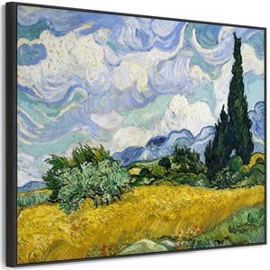 Large Vincent Van Gogh Wall Art Framed Canvas Print of Wheatfield Painting