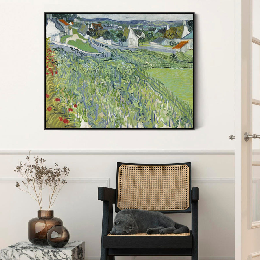 Large Vincent Van Gogh Framed Landscape Wall Art Print Vineyards at Auvers Painting