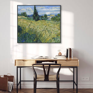 Large Vincent Van Gogh Framed Landscape Wall Art Print of Green Wheat Fields at Auvers Painting