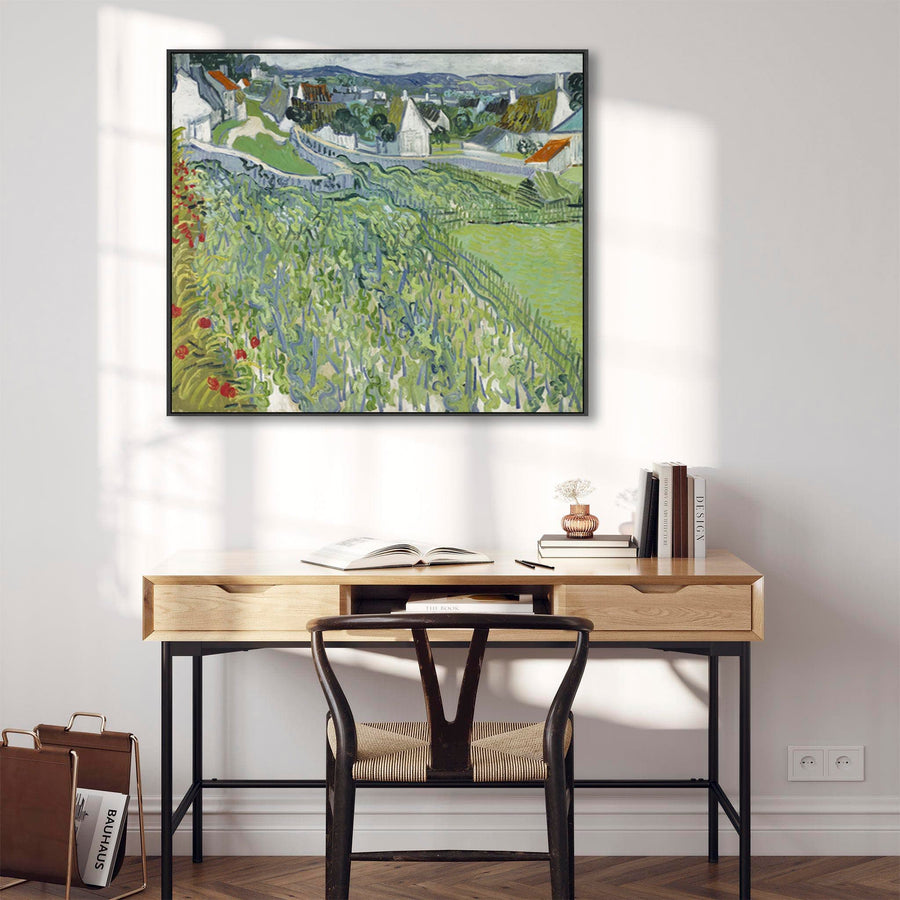 Large Vincent Van Gogh Framed Landscape Wall Art Print Vineyards at Auvers Painting