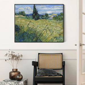 Large Vincent Van Gogh Framed Landscape Wall Art Print of Green Wheat Fields at Auvers Painting