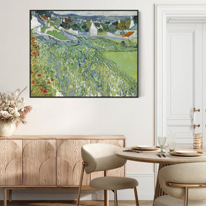 Large Vincent Van Gogh Framed Landscape Wall Art Print Vineyards at Auvers Painting