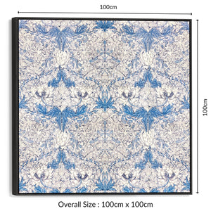 Large William Morris Wall Art Framed Canvas Print of Famous White Honeysuckle Pattern - 100cm x 100cm