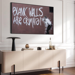 Large Banksy Framed Canvas Art Print - Blank Walls Are Criminal