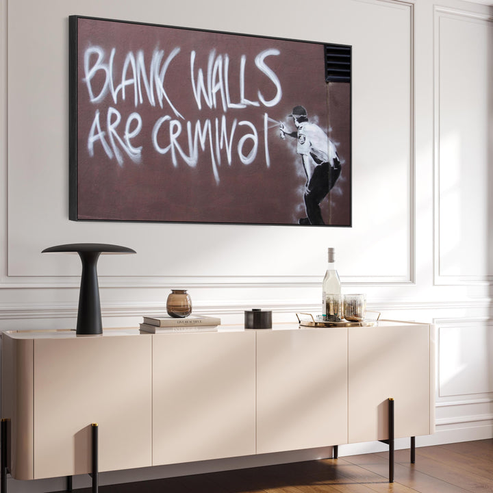 Large Banksy Framed Canvas Art Print - Blank Walls Are Criminal - FF2436-B-L