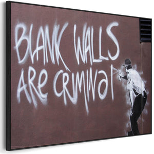 Large Banksy Framed Canvas Art Print - Blank Walls Are Criminal