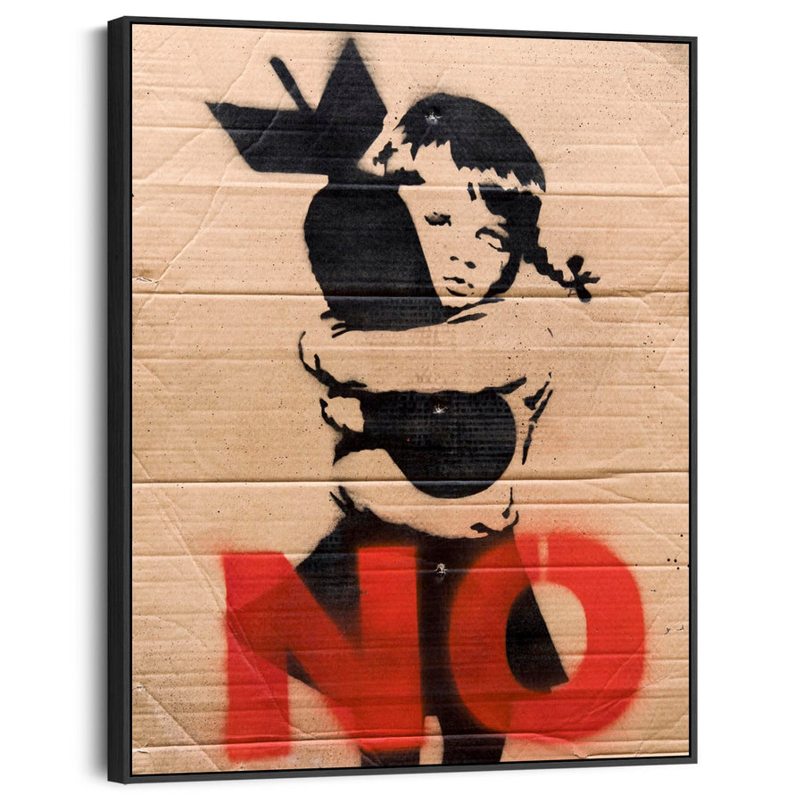 Large Banksy Framed Canvas Art Print - Bomb Hugger