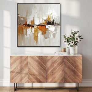 Burnt Orange Abstract Square Wall Art for Living Room