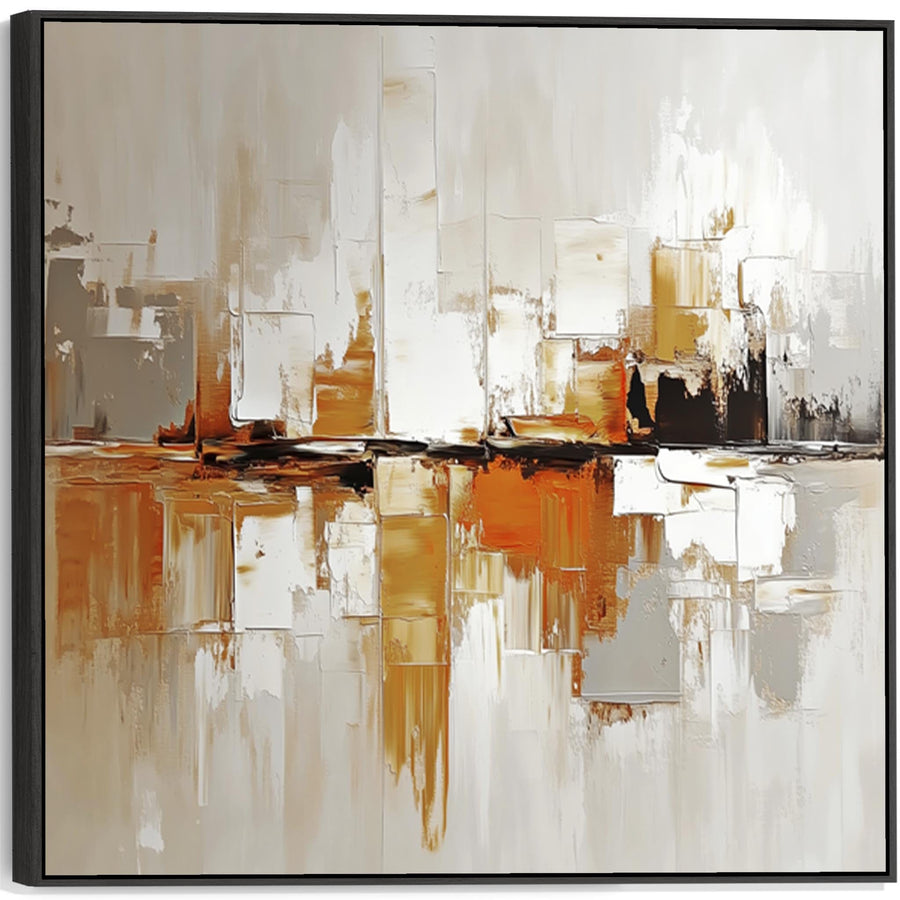 Burnt Orange Abstract Square Wall Art for Living Room