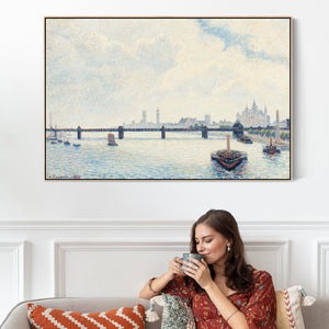 Camille Pissarro Framed Wall Art Print Canvas Charing Cross Bridge London