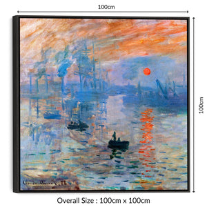 Claude Monet Framed Canvas Wall Art Print - Sunrise - Extra Large XL - 100cm x 100cm Artwork