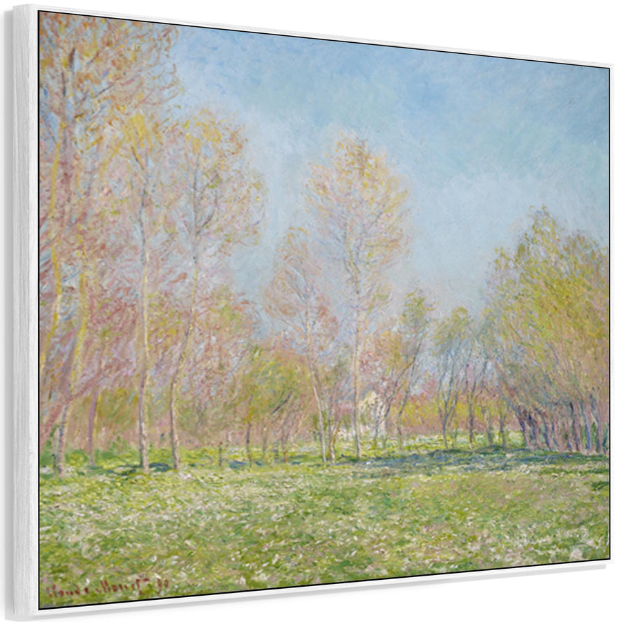 Large Green Claude Monet Landscape Wall Art Framed Canvas Print of Spring in Giverny Painting