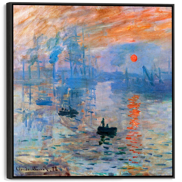 Claude Monet Framed Canvas Wall Art Print - Sunrise - Extra Large XL - 100cm x 100cm Artwork