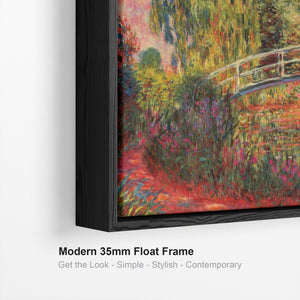 Large Colourful Claude Monet Wall Art Framed Canvas Print of Japanese Bridge Water Lily Pond Painting - 100cm x 100cm