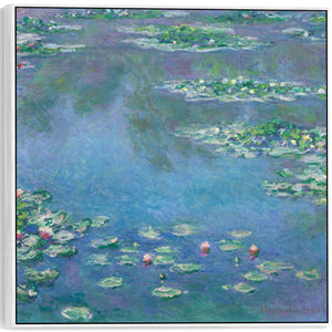 Large Claude Monet Water Lillies Nympheas Wall Art Framed Canvas Print of Famous Painting - XL 100cm x 100cm