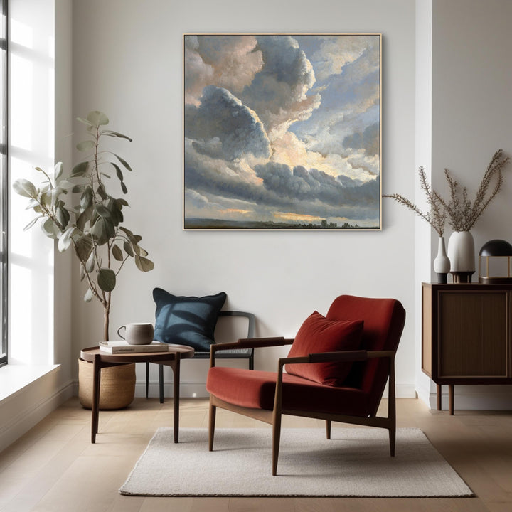 Clouds Landscape Painting Wall Art Framed Canvas Print by Simon Alexandre Clement Denis - 100cm x 100cm - FFs-2331-N-XL