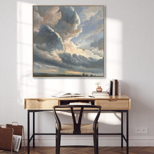 Clouds Landscape Painting Wall Art Framed Canvas Print by Simon Alexandre Clement Denis - 100cm x 100cm