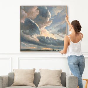 Clouds Landscape Painting Wall Art Framed Canvas Print by Simon Alexandre Clement Denis - 100cm x 100cm