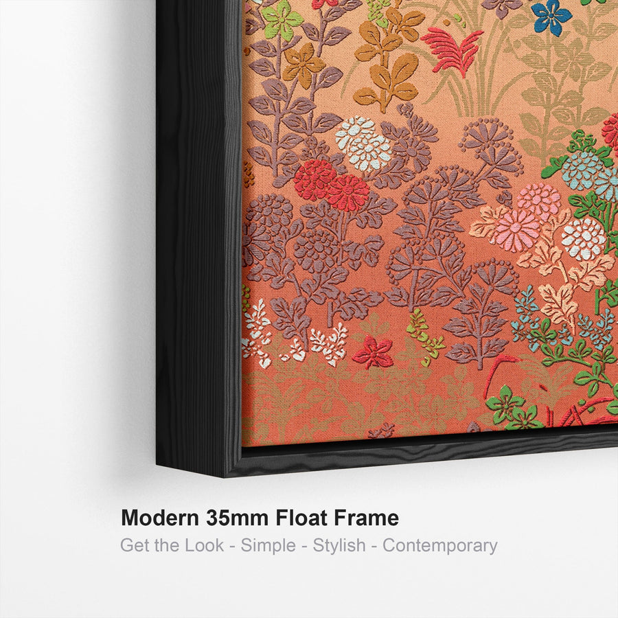 Large Colourful Japanese Wall Art Framed Multi Coloured Floral Canvas Print