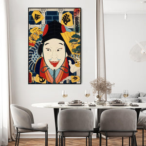 Japanese Colourful Wall Art Framed Canvas Print of Toyohara Kunichika Painting