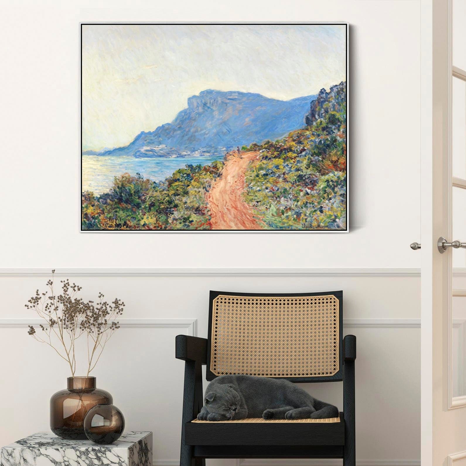 Stampa Su Tela Claude Monet 'Cliff Walk At Pourville' – 76x50 Cm Con Cornice – Decorazione Parete