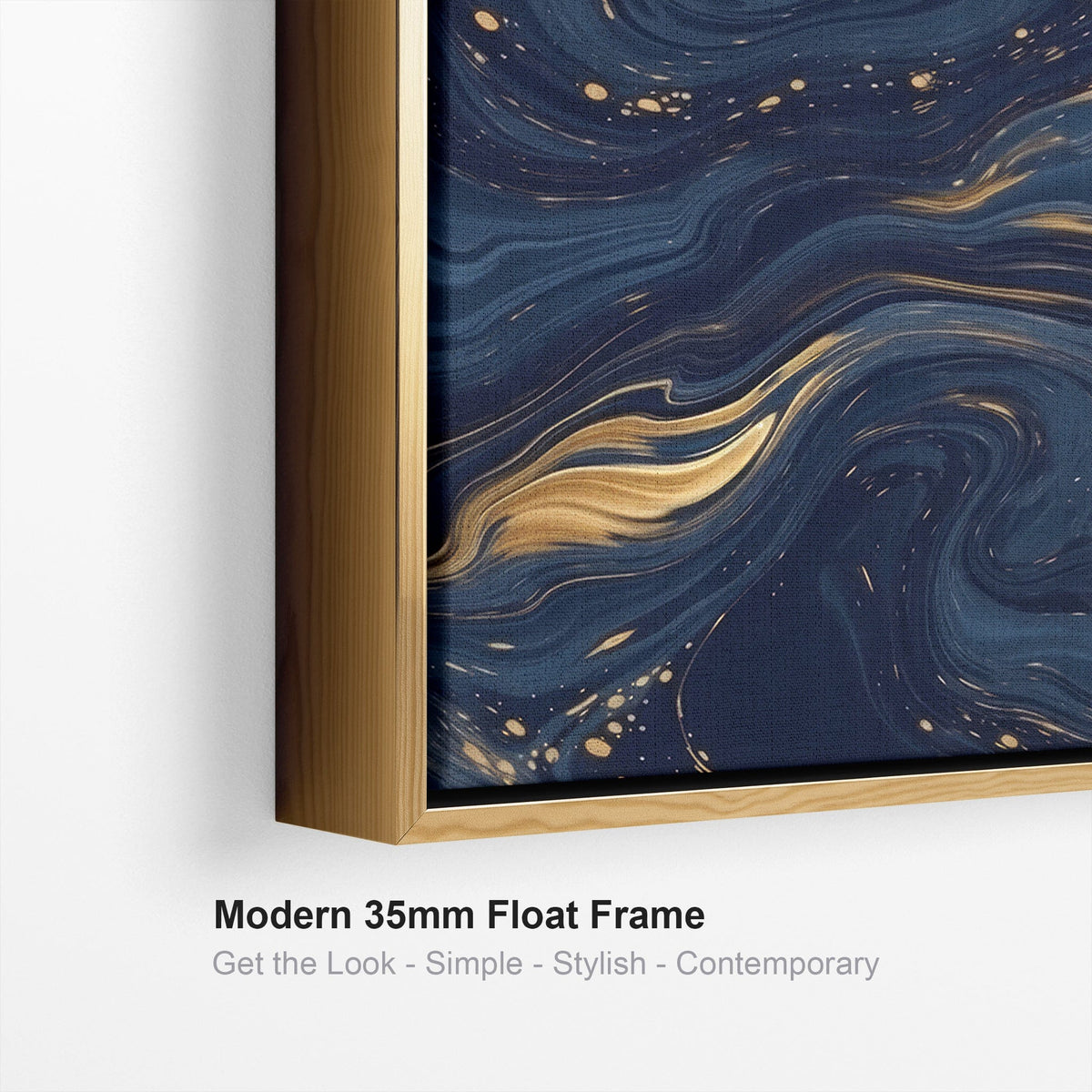 Large Navy Blue Gold Wall Art - Abstract Framed Canvas Set of 3 XXL ...
