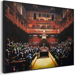 Large Banksy Framed Canvas Art Print - Devolved Parliament