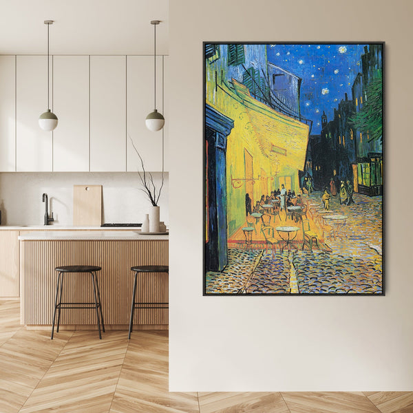 Vincent Van Gogh Wall Art Framed Print of Famous Café Terrace at Night Painting on Canvas