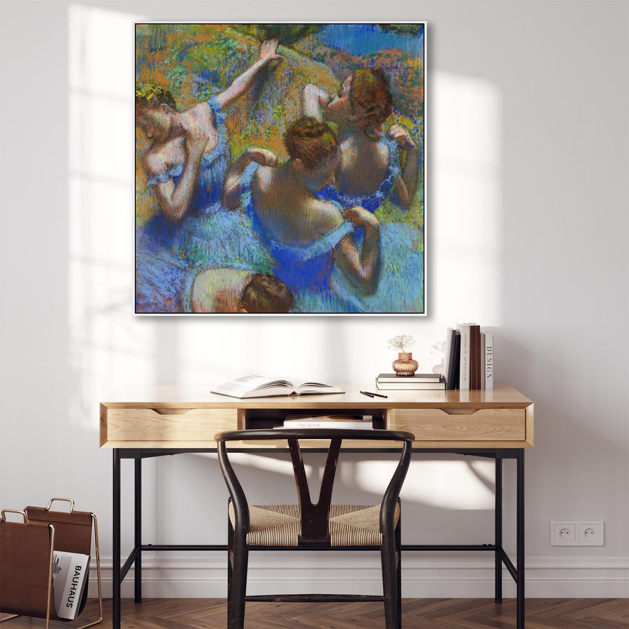 Edgar Degas - Framed Wall Art Print Canvas Picture - Blue Dancers